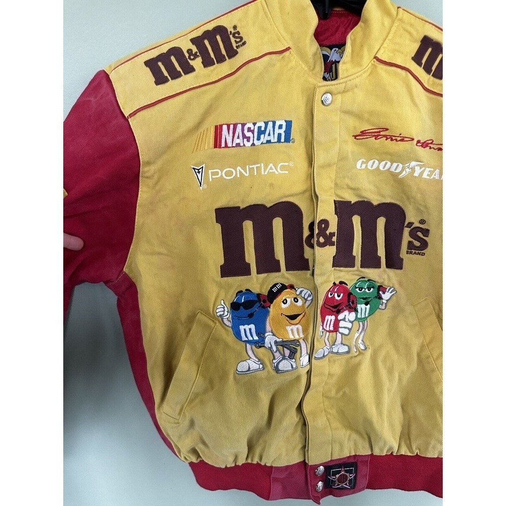 Vtg M&M NASCAR Racing Jacket JH Design Chase #36 Ernie Irvan Sz S-M Yellow Red - Picture 4 of 16